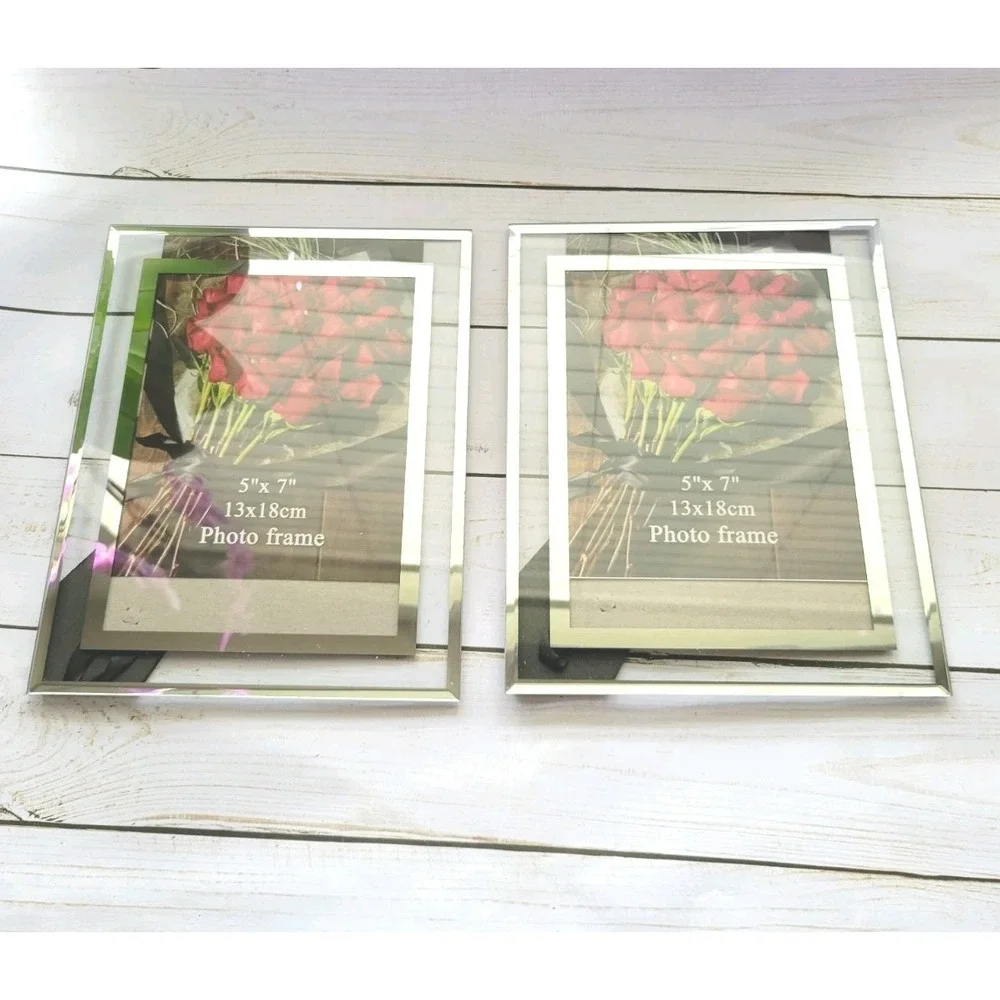 Picture Frames‎ 5x7 Mirrored Edge Glass Frame - Table Mount - 2 Frames Included